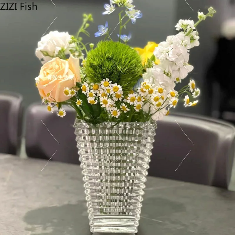 Bright Crystal Vase Terrarium Decor Transparent Glass Flower Pots Decorative Flower Arrangement Desk Decoration Hydroponics Vase 4