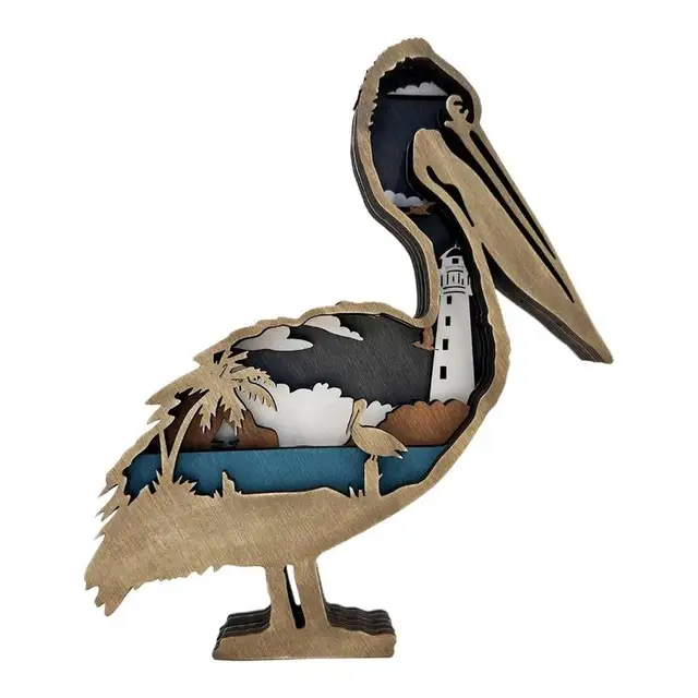 Kreatív 3D Pelicans Szobor Szobra Gyanta Üreges Díszek Ajándék Kézműves Belső Udvari Művészeti Otthoni Dekorációk - Image 4