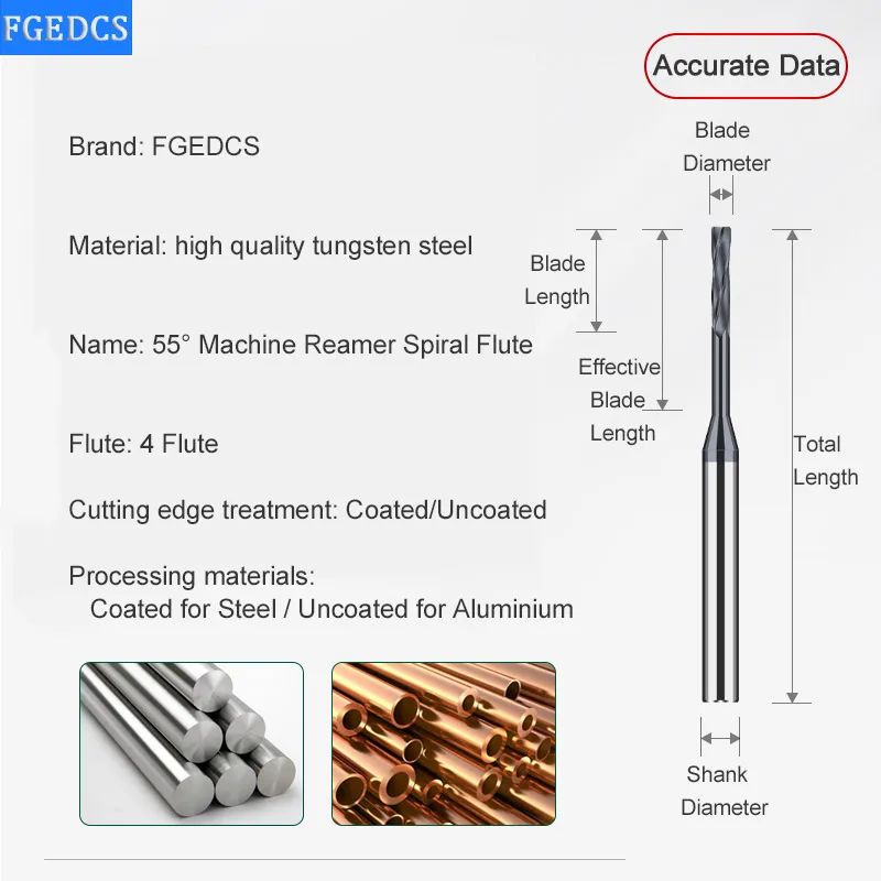 Carbide Reamer 0.6mm to 1.9mm Carbide Machine Reamer Spiral Flute High Precision Tolerance Chucking Metal Cutter CNC 1.2 0.7 0.8 1.5 3MM Shank