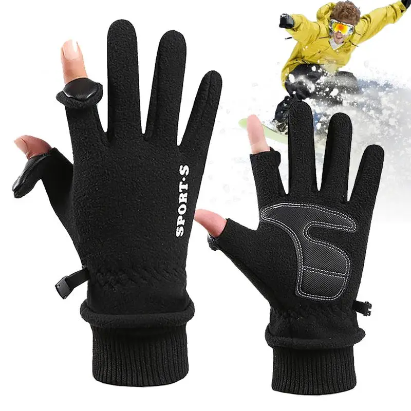 

Winter Fingerless Gloves Polar Fleece Gloves Women Windproof Touchscreen Winter Gloves Thicken Winter Reversible Gloves Cycling