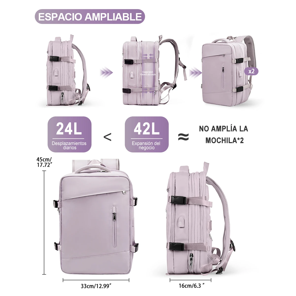 Approved Travel Backpack Men Women Business Backpack School Expandable Bag Large Capacity 17''Laptop Waterproof Fashion Backpack