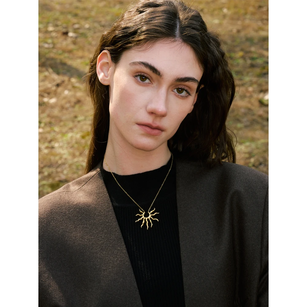 Yhpup Pendant Necklace Stainless Steel Sun Pendant