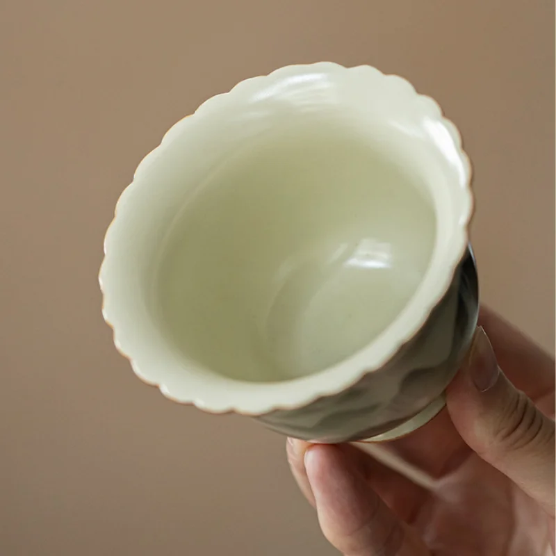 160ml Ru Kiln Ceramic Gaiwan Elegant Mountain Landscape Flower Mourh Tea Tureen Household Tea Maker Cover Bowl Cha Ornaments