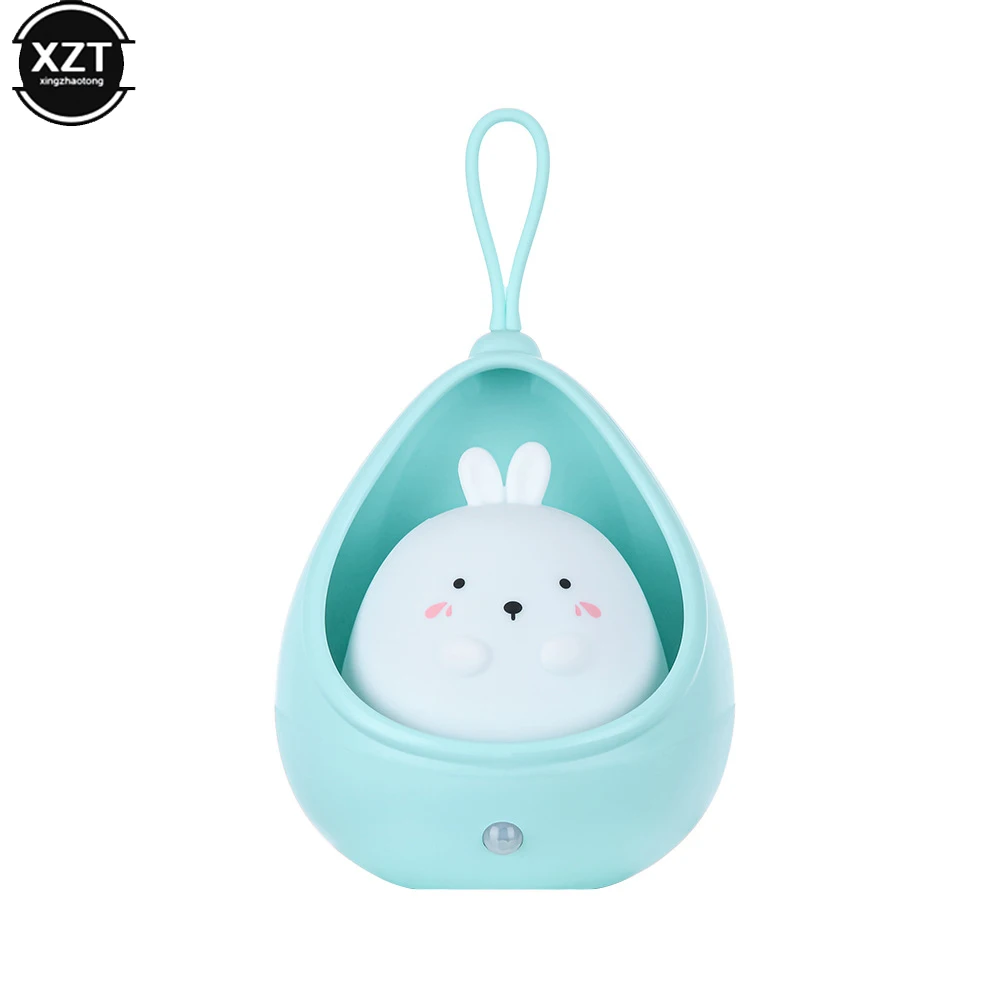 LED Night Light Sensor Control cute animal Human Induction lamp For Children Kids Bedroom USB Rechargeable Silicone wall lights