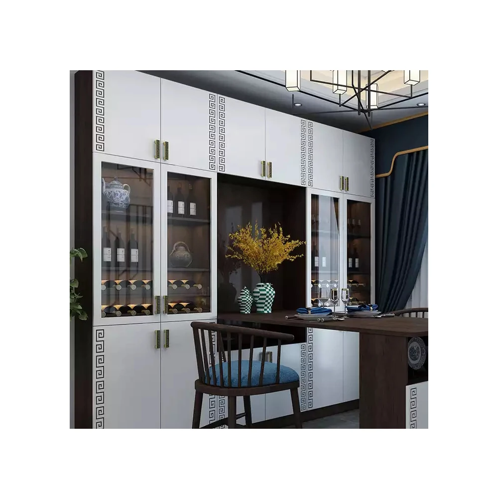 Modern kitchen Furniture White Wood Wooden Home Coffee Wine Bar Cabinet For Home