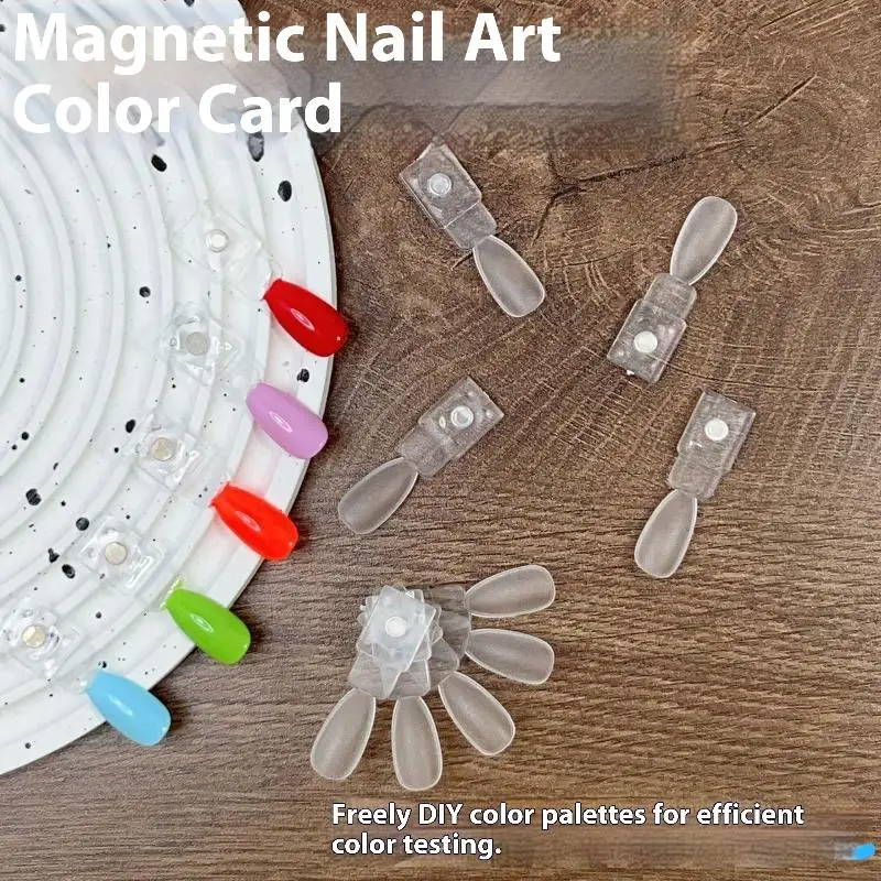 Magnetic False Nail Tip Display Clear Natural Color Card Polish Gel Stand Board Nail Palette Manicure Nail Glue Practice Tool