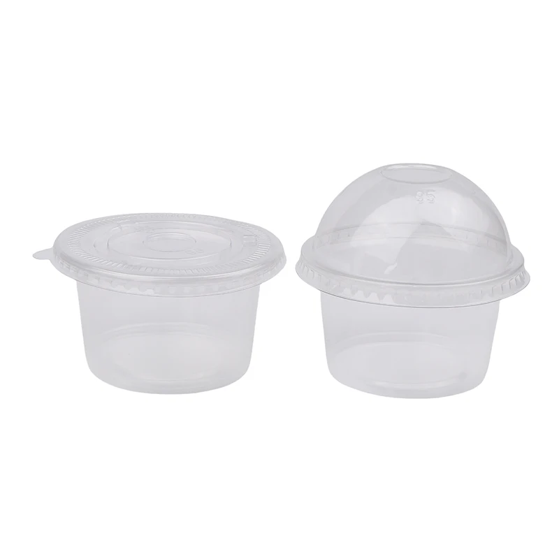 50Pcs 250ML Disposable Salad Cup Transparent Plastic Dessert Cups Bowls Container With Dome/Flat Lids Ice Cream Dessert Cups