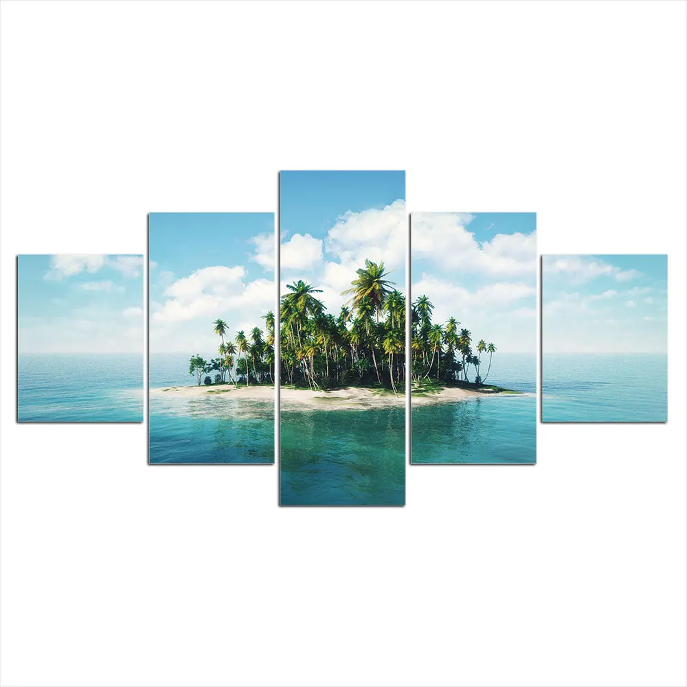 5 Pezzi Hd Print Wall Art Canvas Painting Tropical Island Poster E Stampe Coconut Grove Home Decor Spedizione Gratuita Cu-2470B