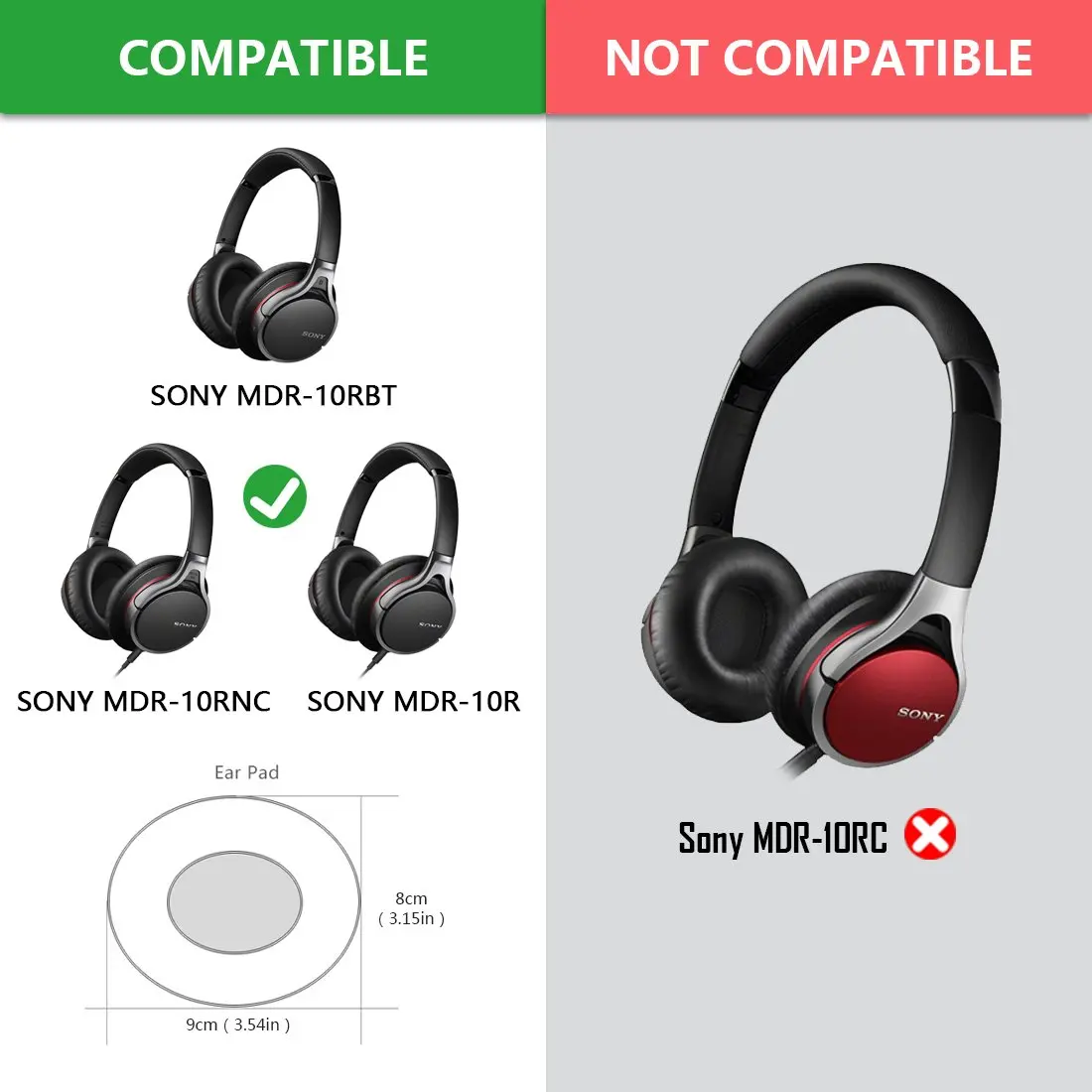 MDR 10R 10RBT 10RNC 액세서리 이어 패드 헤드셋 이어 쿠션 수리 부품 메모리 폼용 교체 용 이어 패드