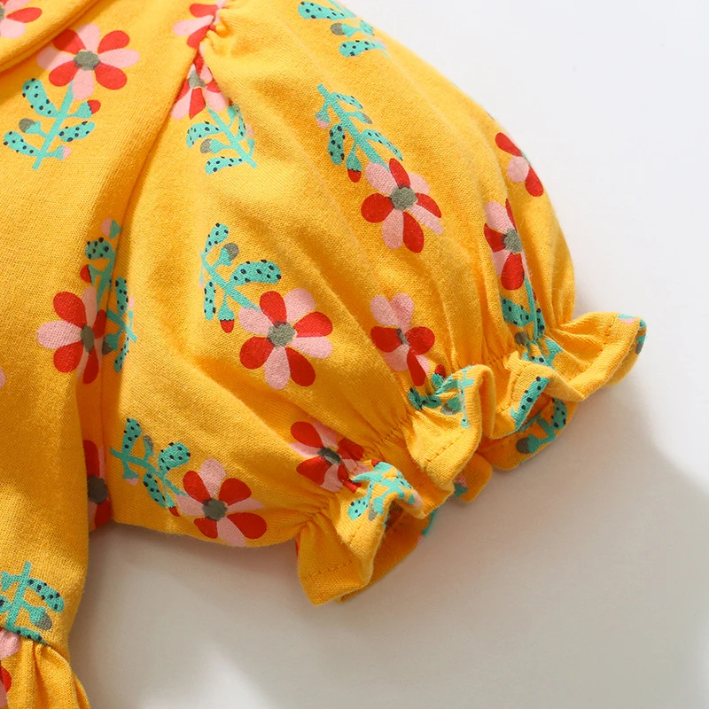 Children's Clothing Kids Clothes Baby Girls 2025 Summer Princess Cotton Flowers Puff Sleeve Birthday Holiday Dress