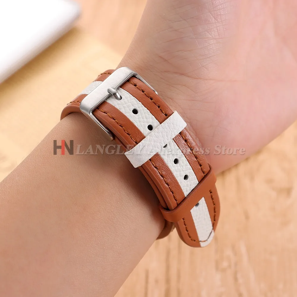 Premium Leather Watch Straps - Elegant Cowhide Bands in Black, Brown, and White