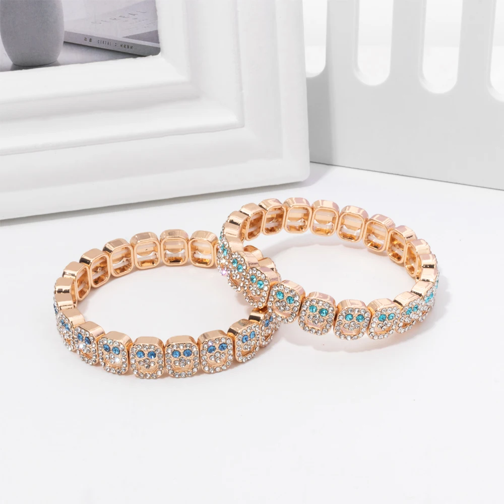 Neues Design Gold Farbe Glückliche Perlen Frauen Armband Bunte Strass Mode Schmuck Zubehör 2025 – Detail 3
