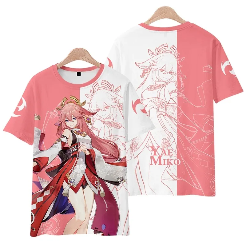 Genshin impact t-shirts beelzebul raiden shogun baal anime game sexy girls 3d printing male oversized t-shirts 2024