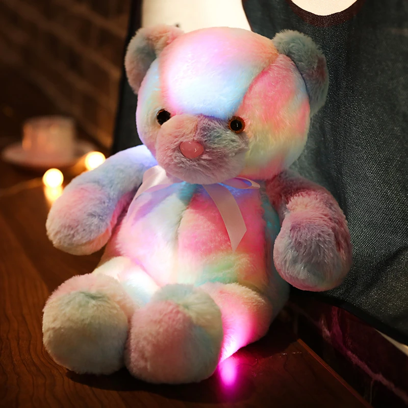Niños De Oso De Peluche Regalo Peluche brillante LED luz juguete de felpa almohada Colorido