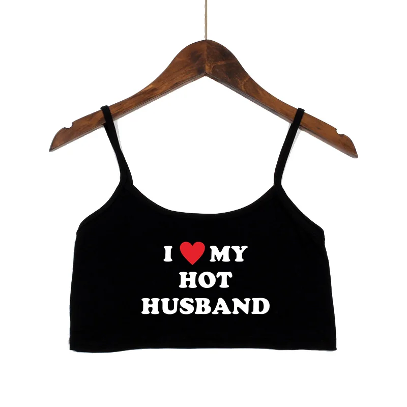 I LOVE MY HUSBAND 여성용 섹시한 탱크 탑, 섹시한 심리스 민소매 캐미솔, 여성 패션 의류