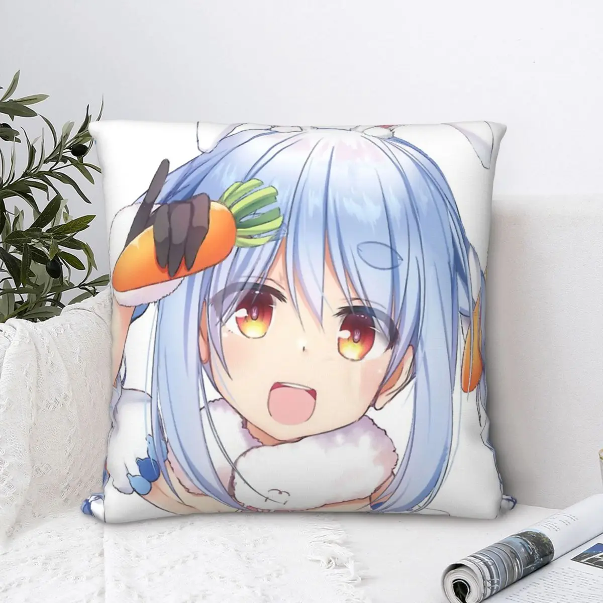 

Hololive Vtuber Usada Pekora Cojines Throw Pillow Case Cushion Covers Home Sofa Chair Decorative Backpack