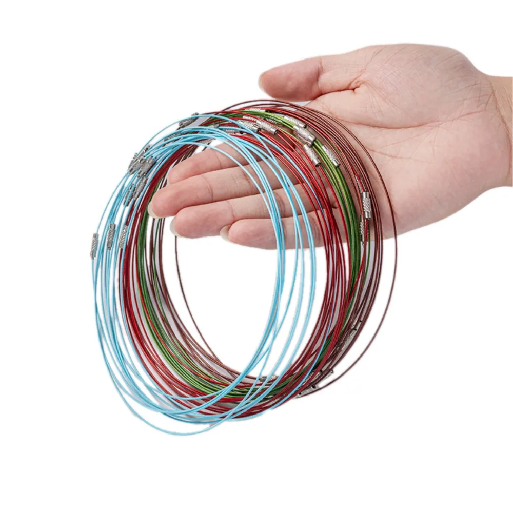 

10Pcs 46cm Stainless Steel Mix Colors Necklace Wire Cord Rope Choker With Screw Clasp DIY Jewelry Craft Making Accessories