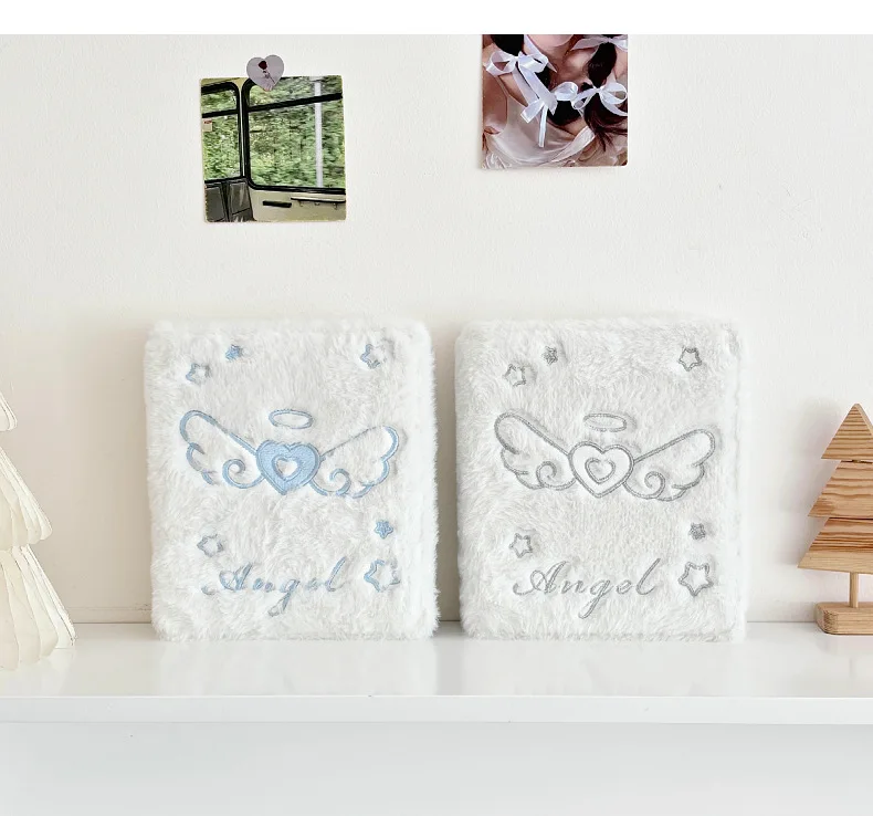 MINKYS Kawaii Fluffy Angel Wings A6 Kpop Fotokartenbinder Stern Sammelbuch Idol Plüsch Fotokartenhalter Fotokartenalbum – Detail 9