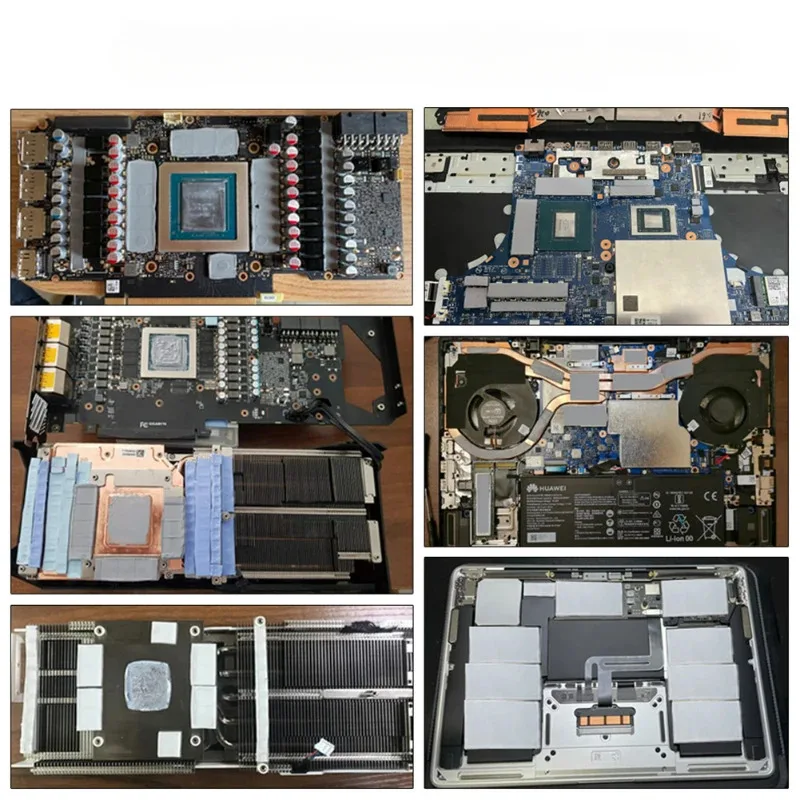 훌륭한 24w 22w 20w 18.6w 16.5w OEM GPU CPU용 열전도 패드, 히트싱크 냉각용 전도성 실리콘 패드, 두께 0.75 1.25 1.75mm