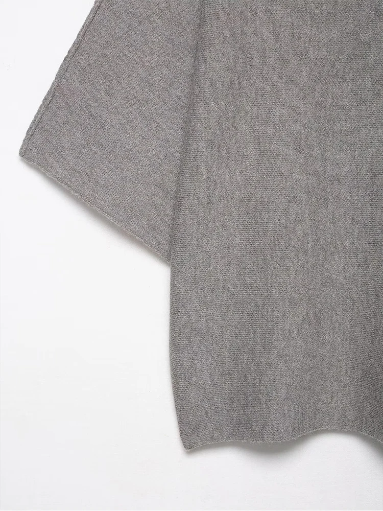 Women Knitted Pullover Chic Lapel Collar Vintage Oversize Short Sleeve Knitwear Casual Solid Ladies Elegant knit Sweater