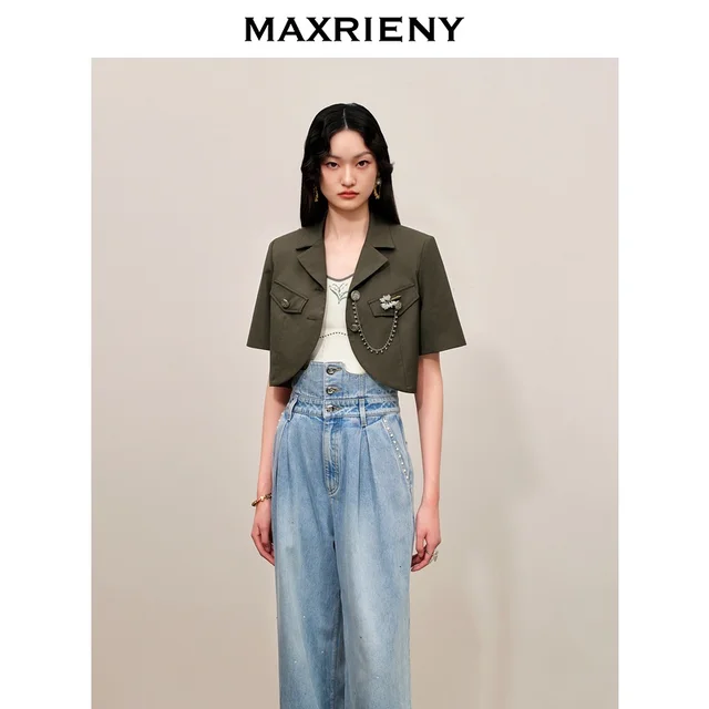 할인된 가격으로 트렌디한 스타일을 갖춘 Maxrieny 군사 바람 컷 코트