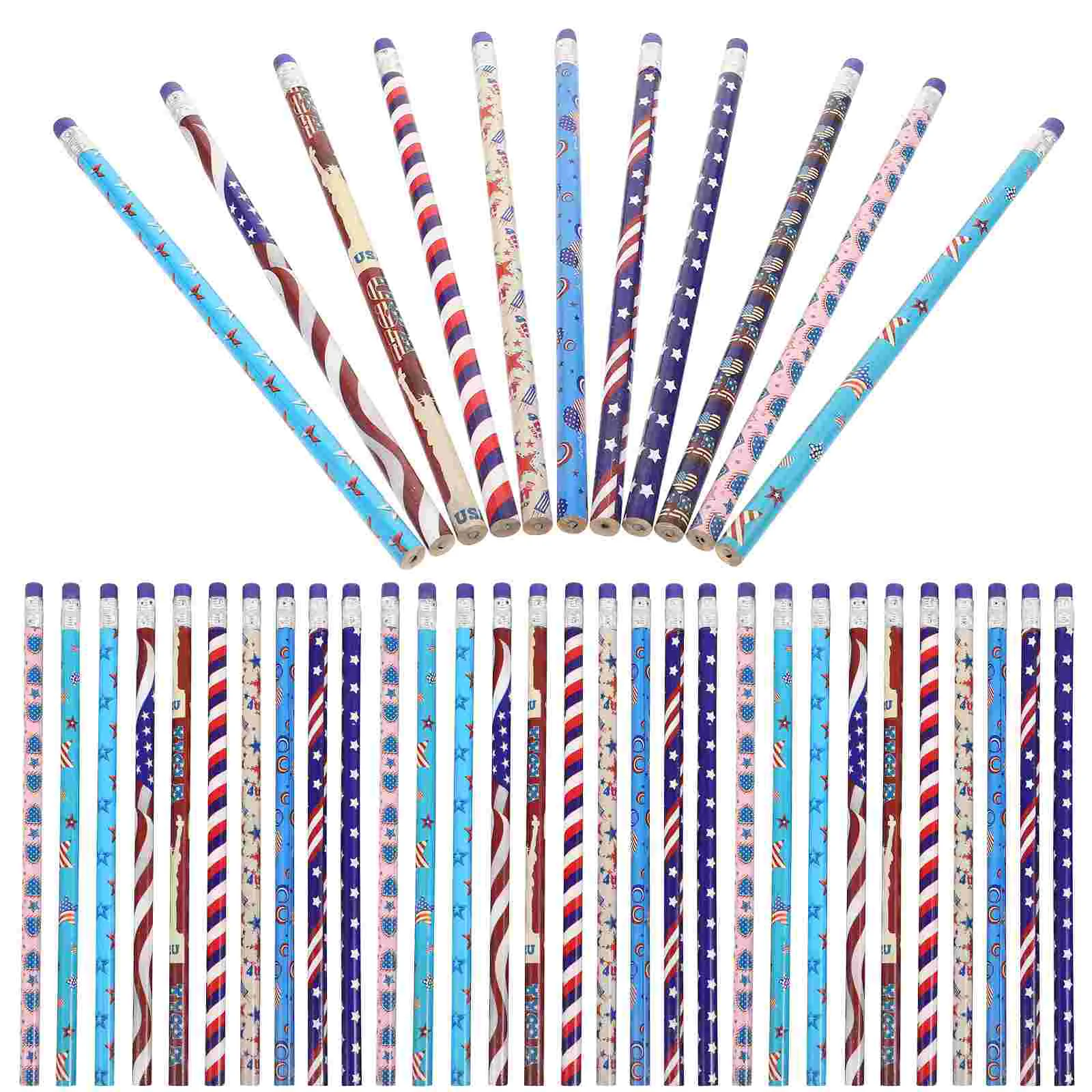 

USA Patriotic Pencils American Flag Pencils USA Flag Pencils Patriotic Pencils Erasers Independence Day 4th July Party