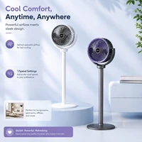 Ventilateur de sol 2-en-1 moderne avec 5 vitesses, puissant flux d'air, ventilateur sur pied USB portable pour la maison, la chambre et le bureau 1