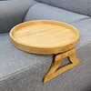 Wooden Sofa Armrest Tray Circular Clip on Breakfast Tray Home Use Foldable Sofa Side Table Snack Tray Integrated Storage Tray 3