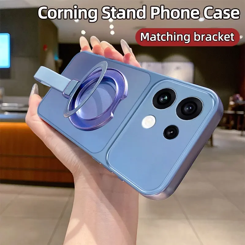 Magnetic Bracket Wrist Strap Ring Phone Case - Shockproof Soft Cover