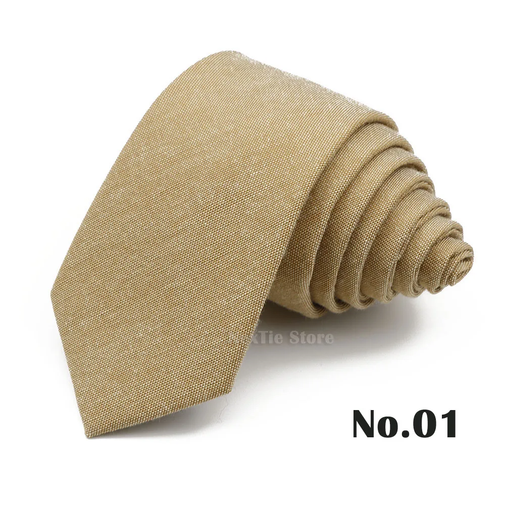 Klassische 6 cm solide gestreifte Baumwolle dünne Krawatte Khaki grau schmale Krawatte Business Anzug Smoking Hemd Männer Accessoire Geschenk – Detail 1