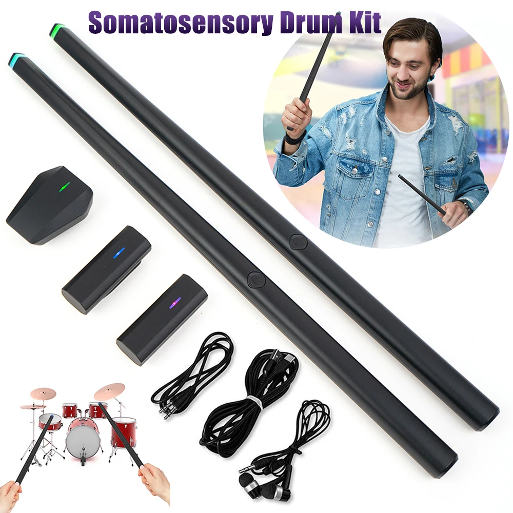 Virtual Drum Kit Somatosensory Drum Kit Portable Electronic Air Drumsticks Professional Electronic Drumsticks For Beginners Kids Adults