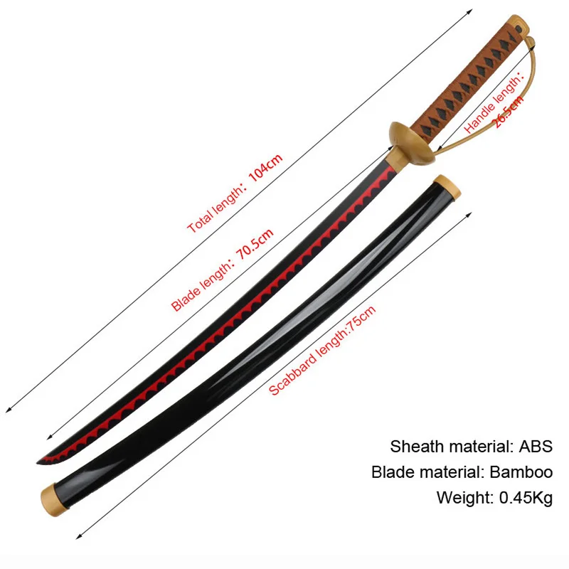 104cm Bamboo Wood Demon Slayer Katanas Roger Japanese Anime 