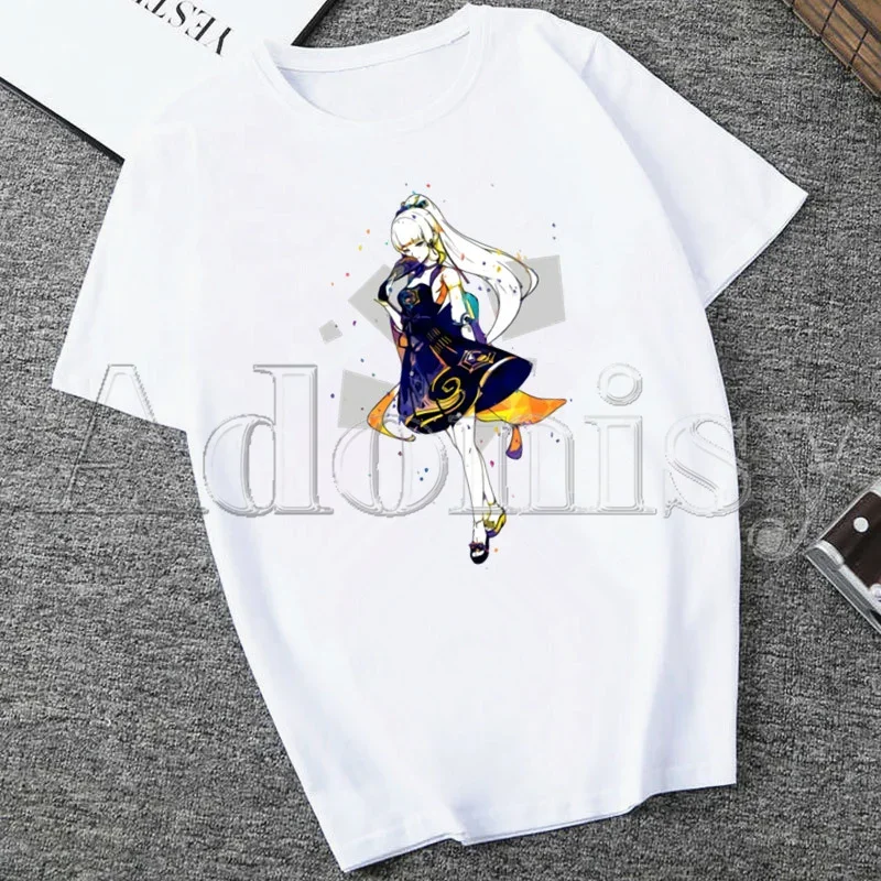 

Hu Tao Ayaka Genshin Summer Fashion Shirt Graphic T Shirt Women Tops Base O-neck Tees Funny Girls Tshirt