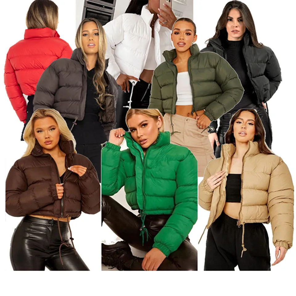 

2023 Casual pure color simple Cotton-padded clothes women's new winter warm short jacket coat