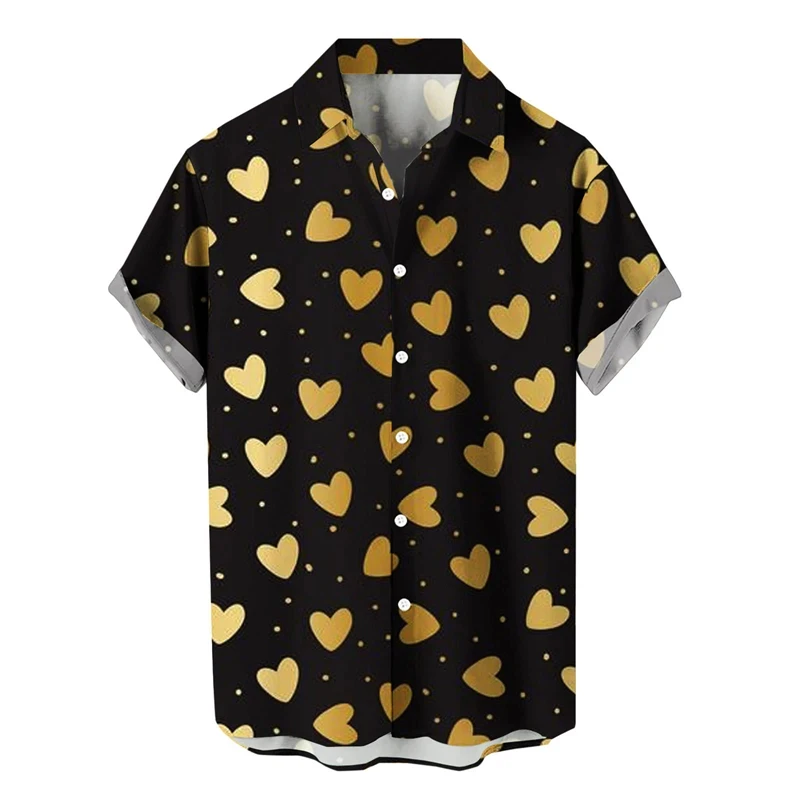 thumbnail image 1 of Camisas casuales con estampado de amor en 3D para hombre, camisa de playa de estilo hawaiano de manga corta a la moda, ropa de gran tamaño para hombre, 1 of 4