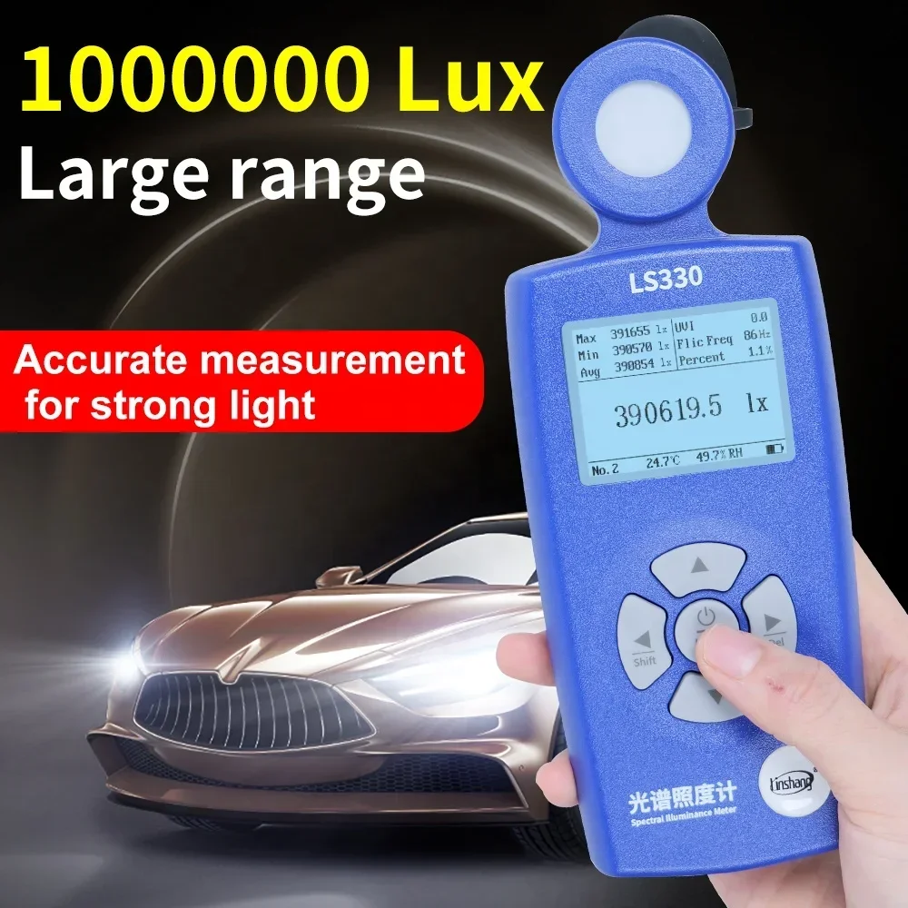 LS330 CRI Ra CCT SDCM UVI UV Index Lux Tester Spectral Illuminance Meter 0-1000000 Lx/Fc Digital Luminometer Light Lux Meter