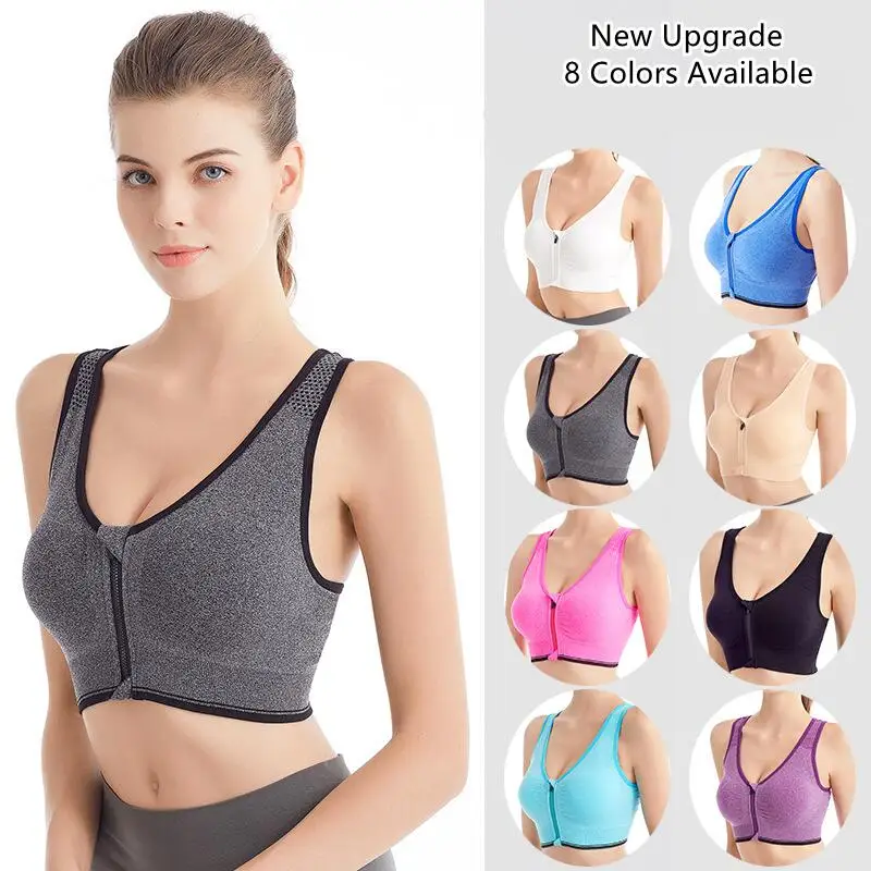 Front Zipper Sports Bra Women's Underwear Running Fitness Seamless Brassiere Shockproof Breathable without Underwire Bralette 5