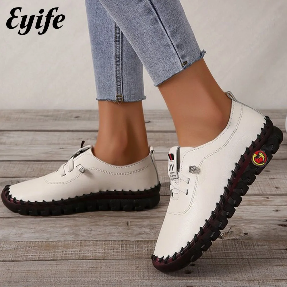 

2023 Spring Women's Sneakers New Handmade Soft Sole Non-Slip Ladies Comfy Casual Shoes 35-43 Large-Sized Running Walking Flats