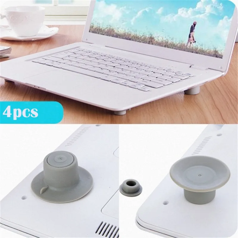 4pcs/set PVC Laptop Heat Reduction Pad Cooling Feet Stand Non Slip Cooling Pad Desk Set Home Office Supplies Desk Accessories