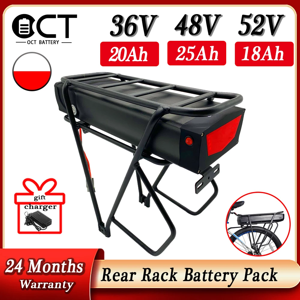 

Hailong 48V 20AH Electric Bicycle Rear Rack Battery 36V 25Ah Samsung Cells Lithium Ebike Battery Pack for 350W-1500W Motor