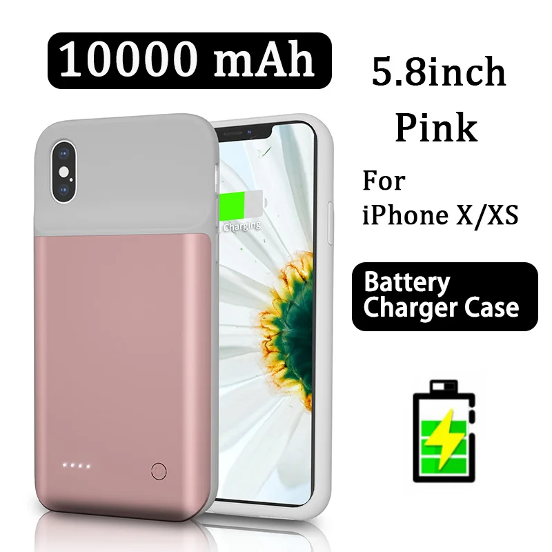 Funda de cargador de batería de 10000mAh iPhone X XS Max, carcasa de teléfono móvil portátil, Banco de energía de respaldo, cargador rápido _ - AliExpress Mobile