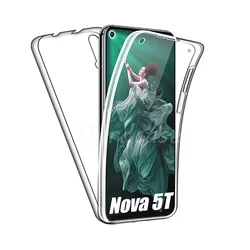 360° Full Body Protective Case with PET Glass and Bumper - Clear Silicone+PC Cover for Nova 5T (Clear)