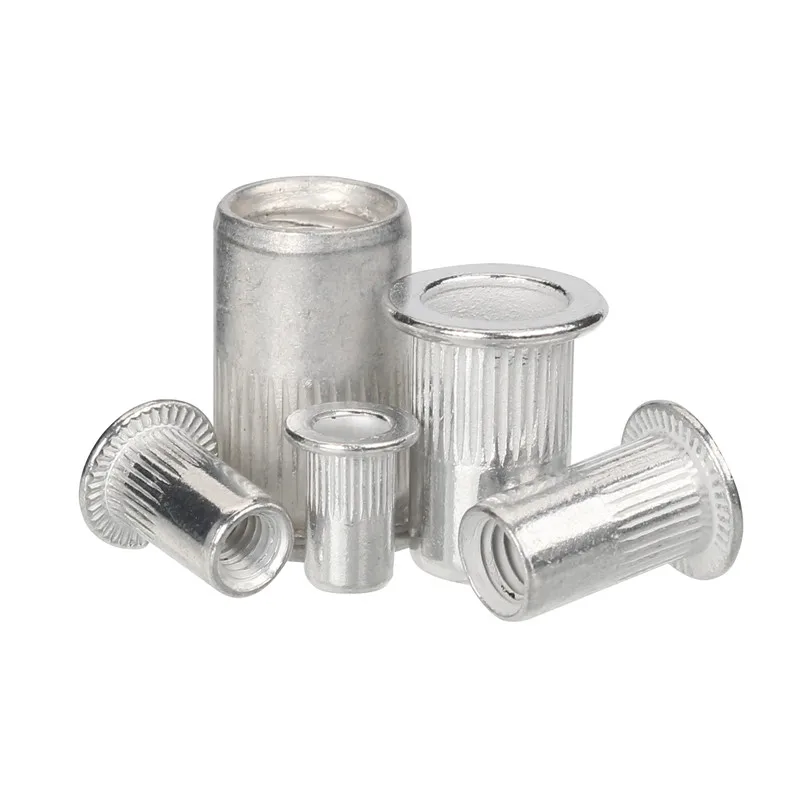 Aluminum Flat Head Rivet Nuts Set M3 M4 M5 M6 M8 Rivet Nuts Insert Rivets Mix Size 100Pcs