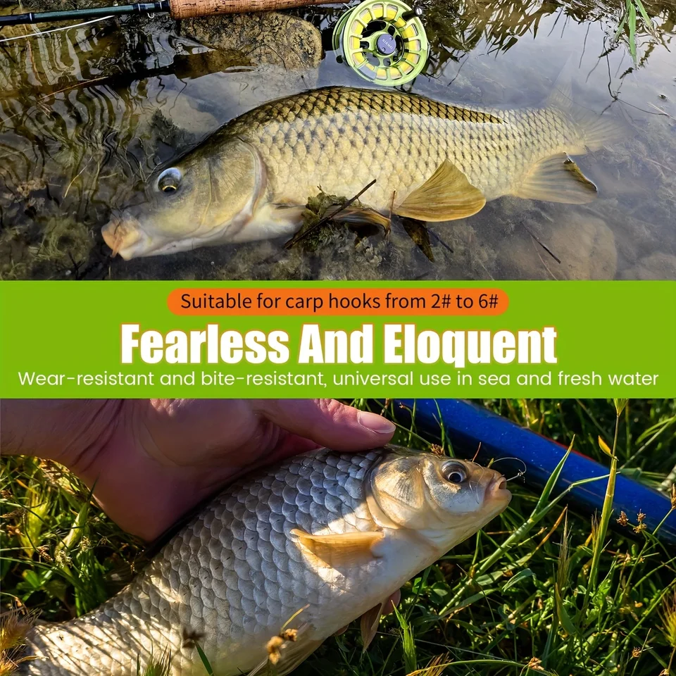 Hameçon, ligne 100% fluorocarbone avec émerillon coulissant, montage combiné, montage cheveu, matériel de pêche à la carpe au feeder_voghion.com