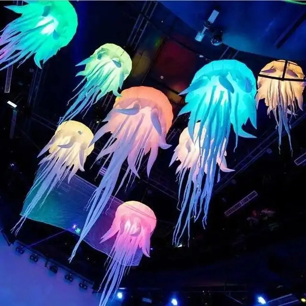 Beautiful Party Decoration Inflatable Jellyfish With RGB Controller Night Lighting Hanging Inflatable Medusa Balloon Stage Props 1 5md led lighting 16colors changing inflatable star balloons for hanging decoration for night club or stage decorate