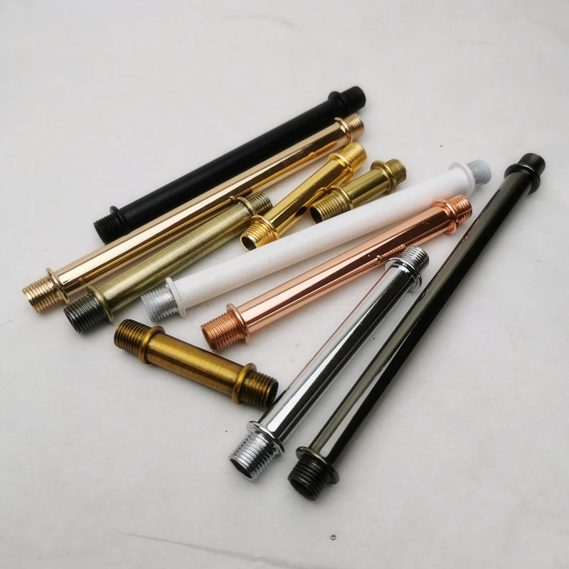 M10 Fine Teeth Double Headed Teeth Pipe Electroplating Gold Painting Black Table Lamp Connection DIY Pipe Hollow Table Lamp