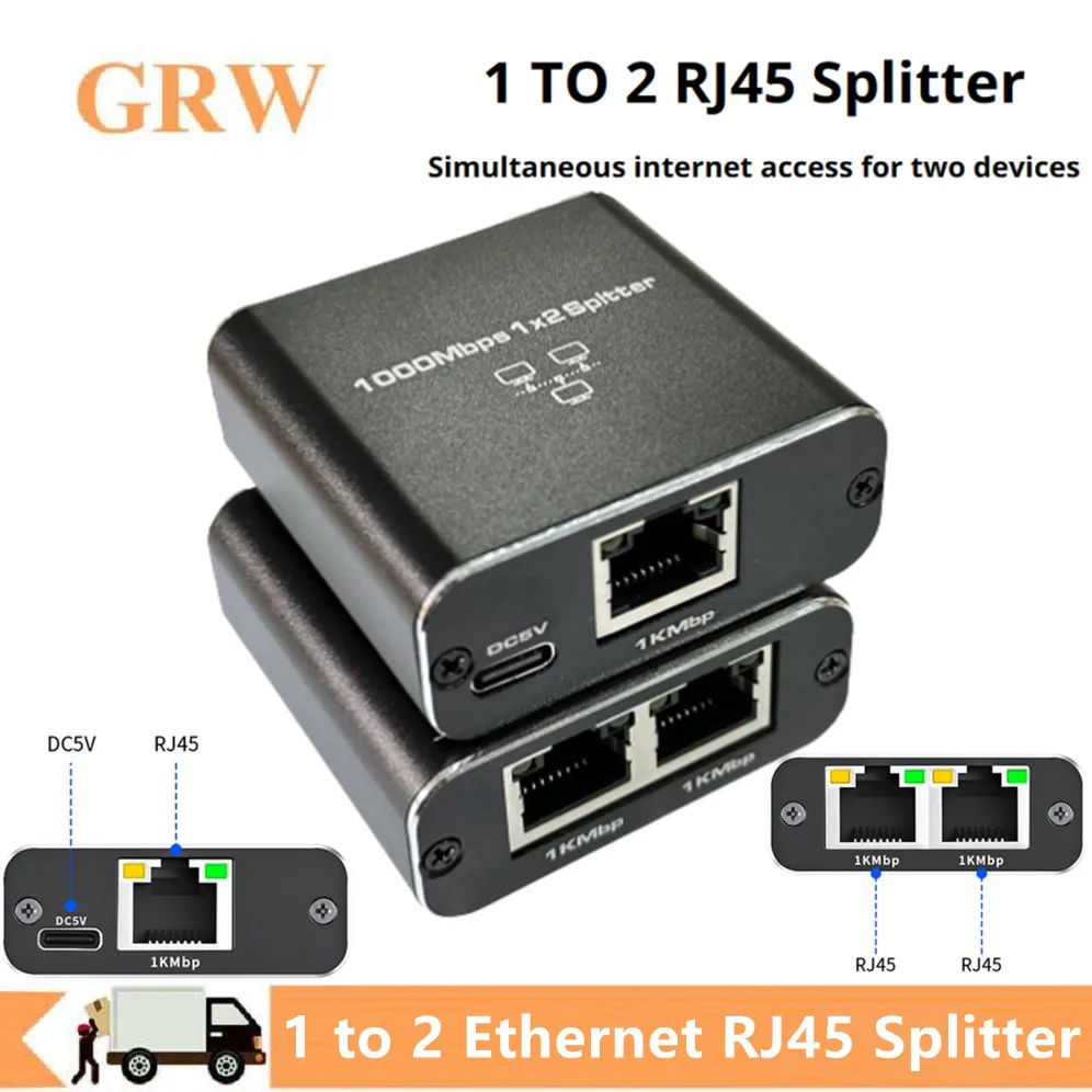 Splitter em Out Adaptador Ethernet Internet Gigabit Extensor de Cabo de Rede Conector Rj45 para pc tv Box Roteador Sharer Rj45