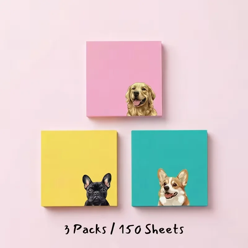 3er-Pack zufällige Packungen mit niedlichen Hunde-Haftnotizen – Corgi, Frenchie, Retriever, Pudel, Notizblöcke, Geschenk für Studenten – Detail 7