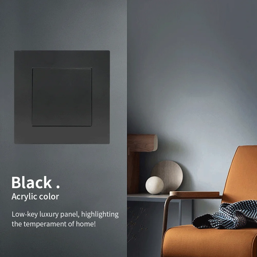 Wall Light Switch WESA Black Frosted Wall Light Switch Flame retardant Plastic 1 Gang 1 Way Europe Standards Wall Rocker Button Switch On And Off