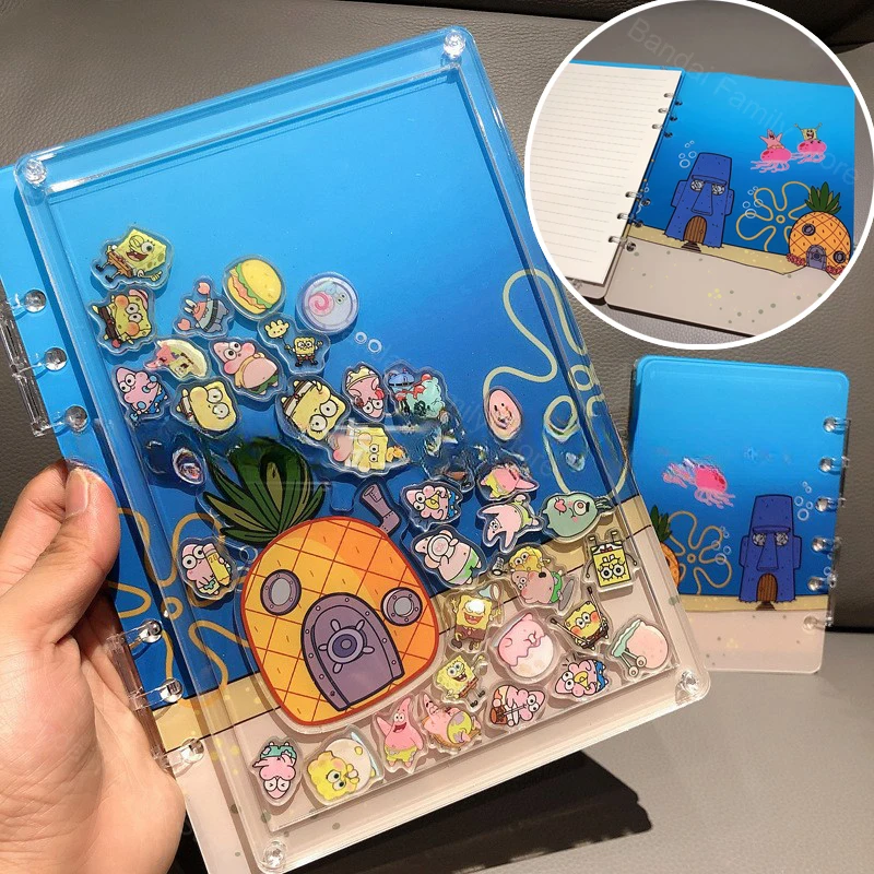스폰지밥 A5 A7 노트북 애니메이션 저널 스케치북 어린이 플래너 정리함 바인더 책, 학교 문구, 사무용품 선물